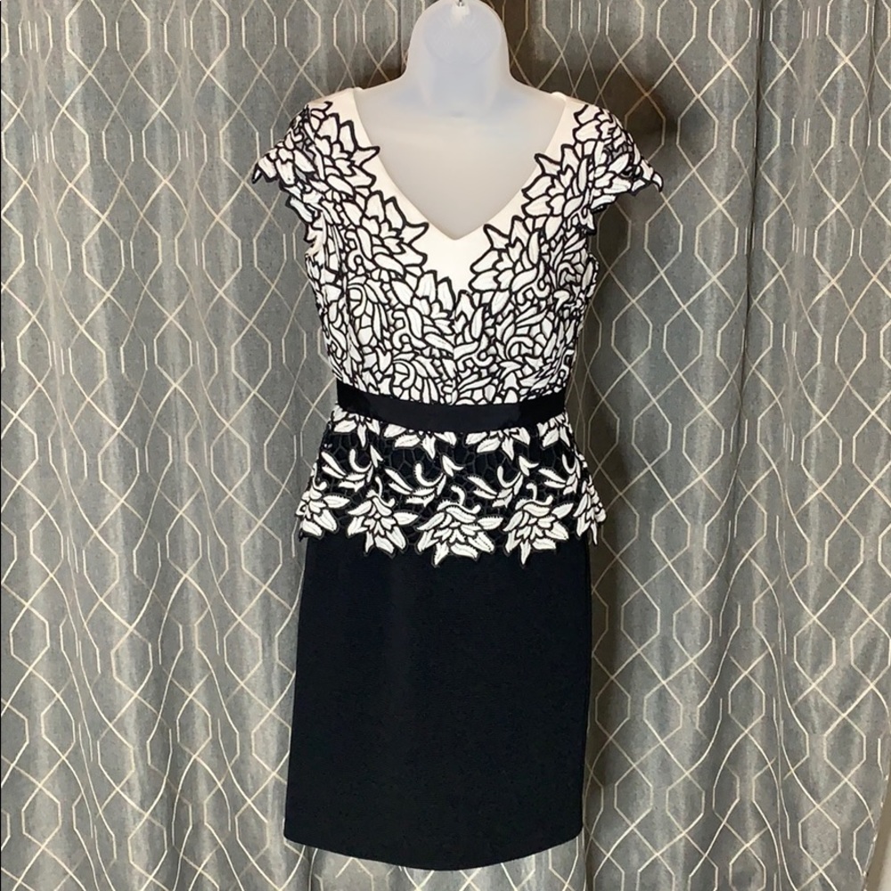 Antonio Melani Black and White Lace Peplum